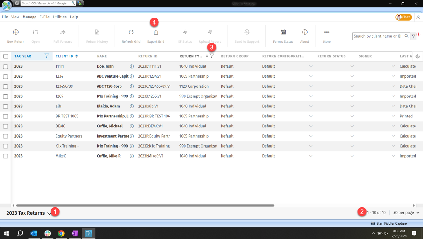 How to find K1 counts in CCH Axcess